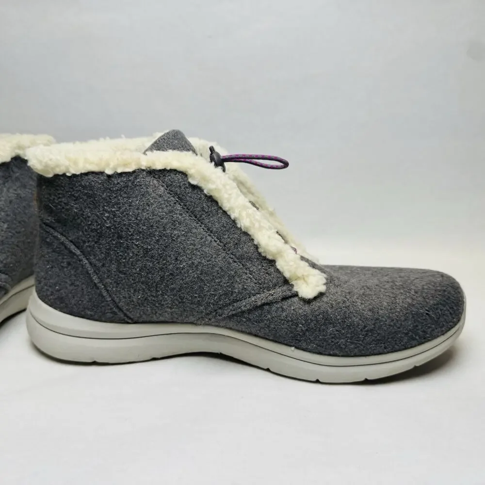 Ryka Everest Ankle Boots Womens Size 10 M Gray Faux Shearling Lined‎ Lightweight